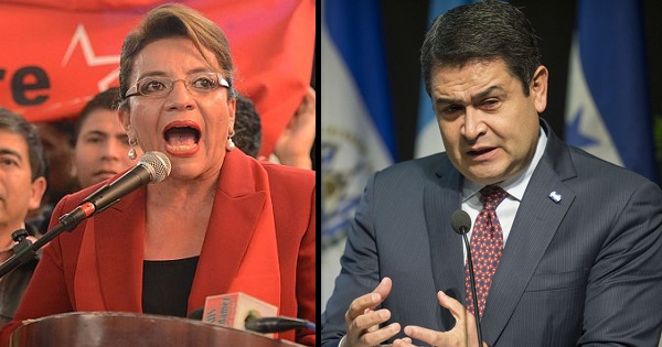Libre party candidate Xiomara Castro and National Party President Juan Orlando Hernandez ran against each other in 2013.