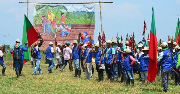 Members of Colombia's Indigenous Nasa tribe protesting Oteca's killing.