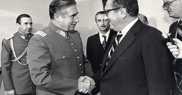U.S. Secretary of State Henry Kissinger and Argentina's Augusto Pinochet.