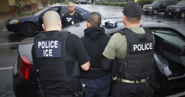 Reportedly an occupant of the house is wanted on weapons charges but ICE decline confirm.