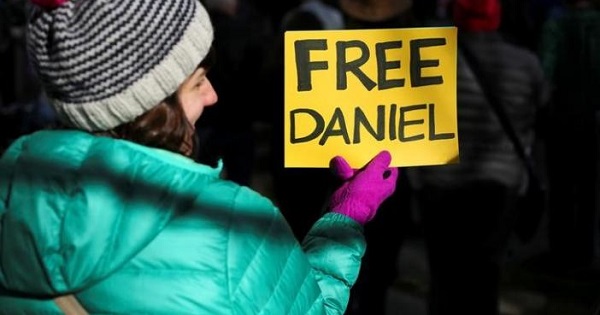 Supporter of Daniel Ramirez Medina, who was detained by ICE in Seattle, Washington, U.S. Feb. 17, 2017.