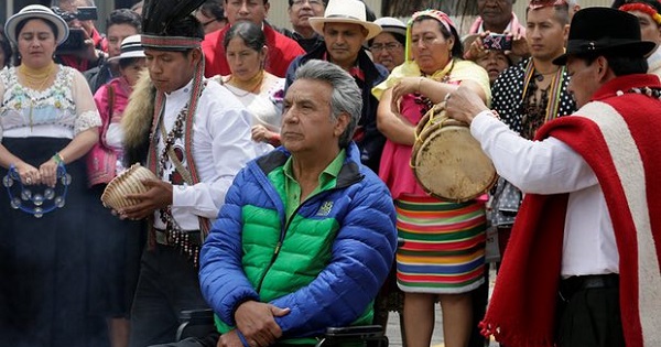 Lenín Moreno, presidential candidate from the ruling Alianza País, attends a campaign event in Quito.