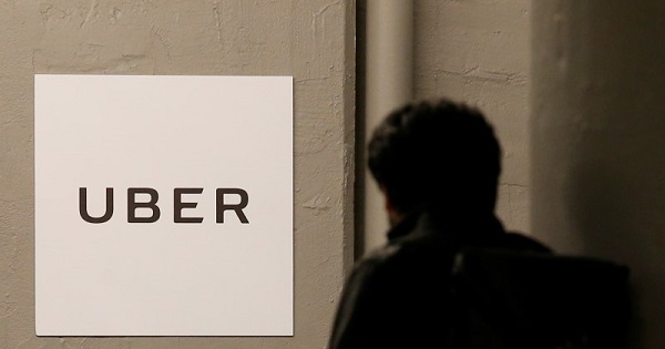 A man arrives at the Uber offices in Queens, New York, U.S., Feb. 2, 2017.