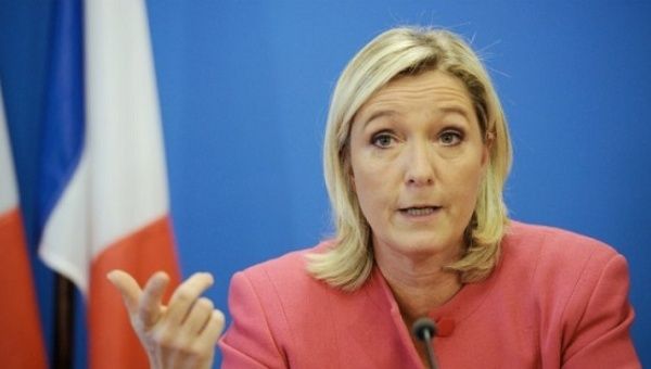 Far-right presidential candidate Marine Le Pen has been met with protests throughout her campaign.