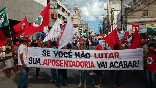 The MST led protests across Brazil on April 17.