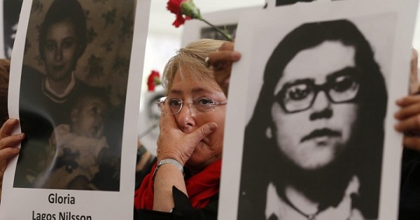 President Michelle Bachelet during a march to remember those disappeared during the dictaroship of Augusto Pinochet