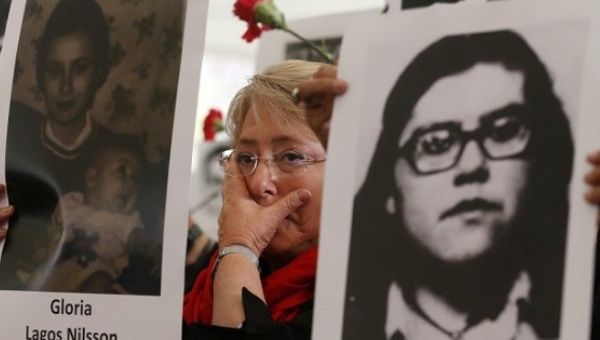 President Michelle Bachelet during a march to remember those disappeared during the dictaroship of Augusto Pinochet