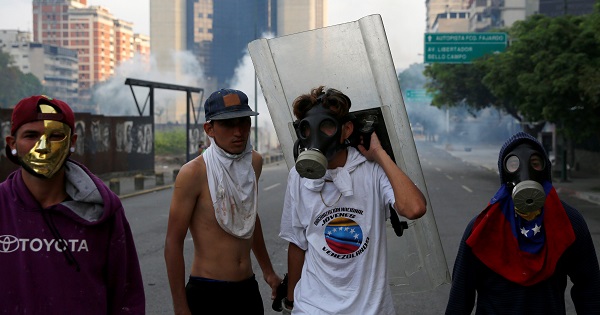 Opposition demonstrators during the violent protests against Venezuela's President Nicolas Maduro, in Caracas.