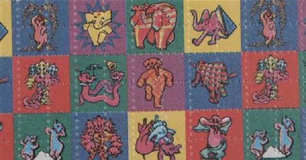 A sheet of LSD blotter tabs