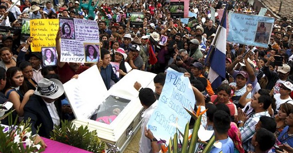 Hondurans gather at the funeral of Indigenous enviornmental activist Berta Caceres.