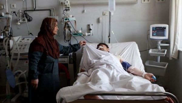  An Afghan national Army (ANA) soldier receives treatment at a hospital a day after a attack on an army headquarters in Mazar-i-Sharif northern Afghanistan April 22, 2017.