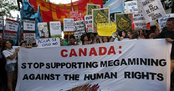 Protests against Canadian mining in Argentina in January 2012