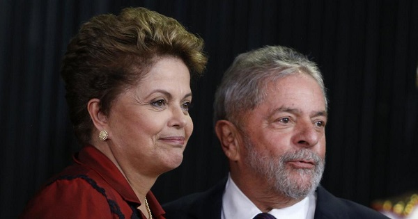 Former Brazilian presidents Dilma Rousseff (L) and Luiz Inacio Lula da Silva (R)