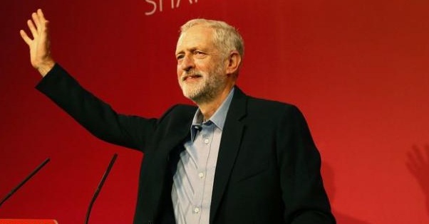 The new leader of Britain's opposition Labour Party Jeremy Corbyn makes his inaugural speech at the Queen Elizabeth Centre in central London.