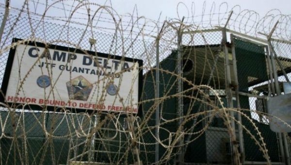 The front gate of Camp Delta is shown at the Guantanamo Bay Naval Station in Cuba.