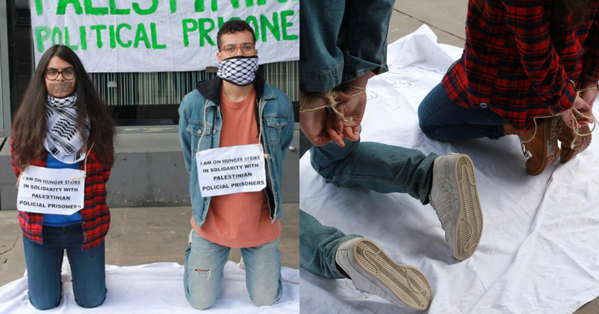 University of Manchester students demonstrate their solidarity with the Palestinian political prisoners