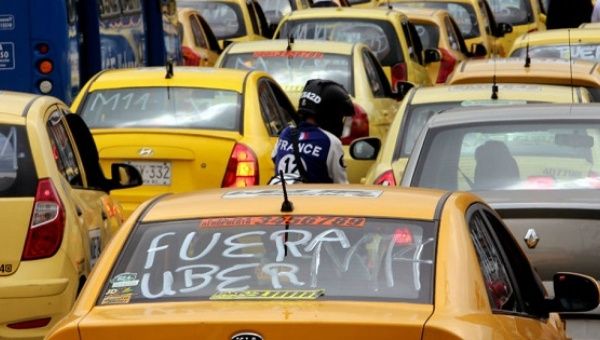 Taxi drivers in Colombia have staged several protest against the lack of regulation of mobile apps like Uber.