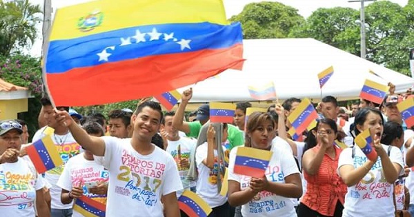 Young Sandinistas gathered to show support fo the Bolivarian Revolution in Managua