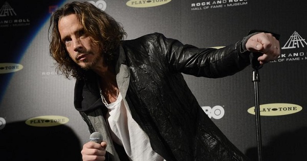 Chris Cornell speaks at the 2013 Rock and Roll Hall of Fame induction ceremony in Los Angeles, April 18, 2013.