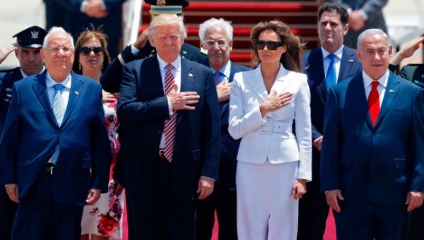 Trump was greeted by Israeli Prime Minister Benjamin Netanyahu and President Reuven Rivlin.