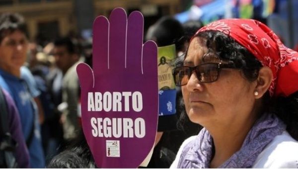 Woman in support of safe abortions in Bolivia.
