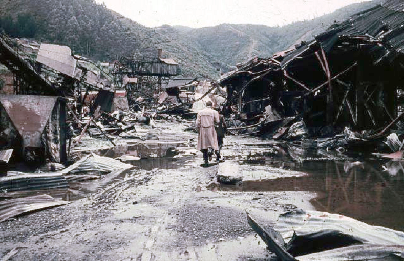 The earthquake destroyed millions of dollars worth of infrastructure, including this steel factory in Corral.
