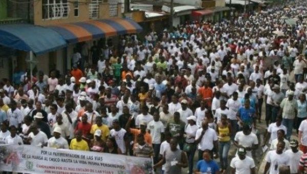 Afro-Colombians on strike in the state of Choco.