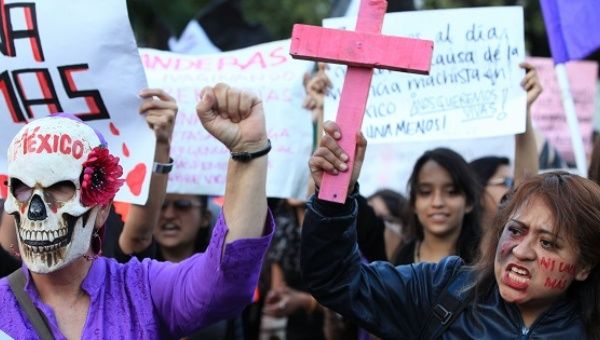 Women in Mexico protest against the increasing numbers of femicides.
