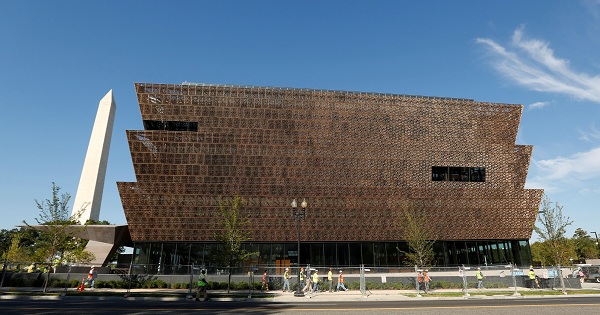 The National Museum of African American History and Culture is seen on the National Mall in Washington, DC, on September 14, 2016.