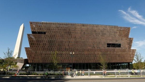The National Museum of African American History and Culture is seen on the National Mall in Washington, DC, on September 14, 2016. 