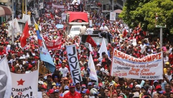 Venezuelan commune movements march in support of the upcoming Constituent Assembly.