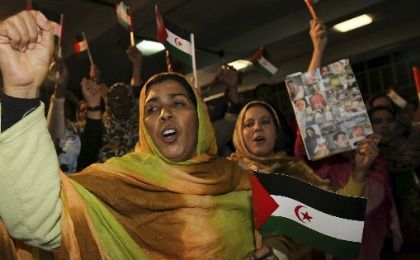 Sahrawi women chant songs of independence.