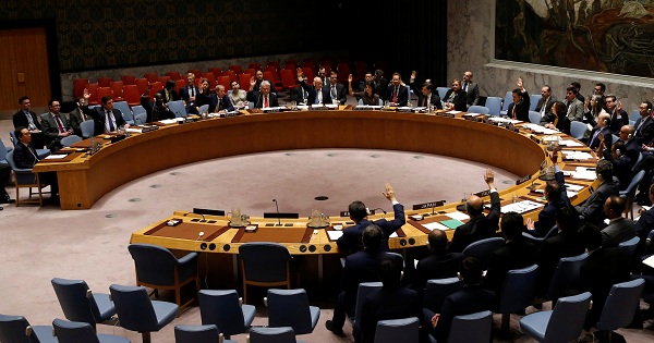 The United Nations Security Council vote on a resolution to expand its North Korea blacklist in New York, U.S., on June 2, 2017.
