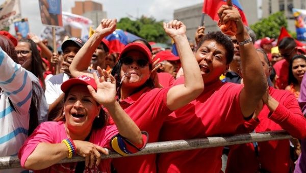 Supporters of Venezuela's President Nicolas Maduro participate in a rally in support of the National Constituent Assembly in Caracas.