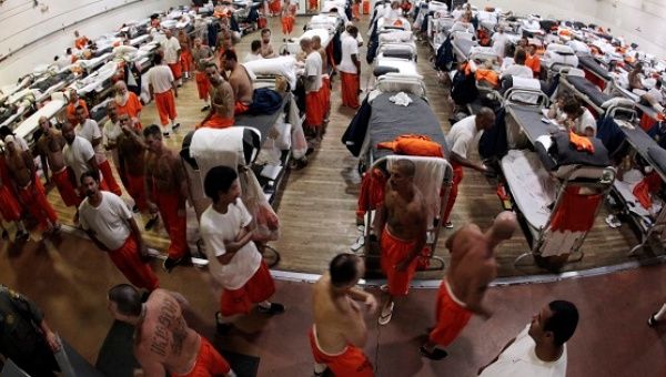 Inmates at the California Institution for Men state prison in Chino, California in 2011.