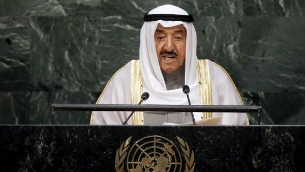 Kuwait's Emir Sheikh Sabah Al-Ahmad Al-Jaber Al-Sabah addresses at the United Nations headquarters in New York, Sept. 26, 2015. 