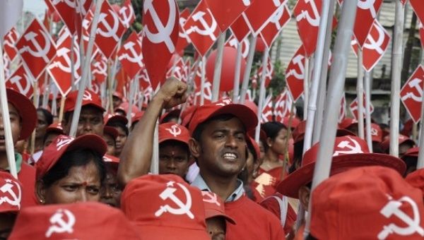  Supporters of the Communist Party of India (Marxist) rally.