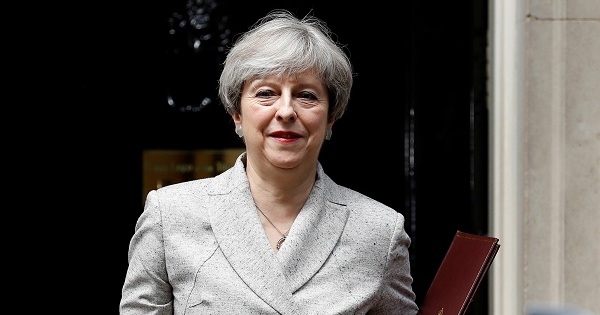 Britain's Prime Minister Theresa May, leaves 10 Downing Street in central London, Britain, on June 13, 2017.
