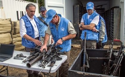 The U.N. peace mission in Colombia monitored the disarmament process.