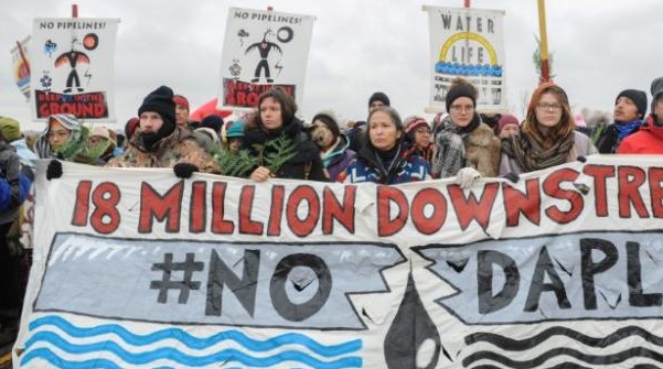 Protesters block highway 1806 in Mandan during a protest against the Dakota Access pipeline, North Dakota, Nov. 23, 2016.