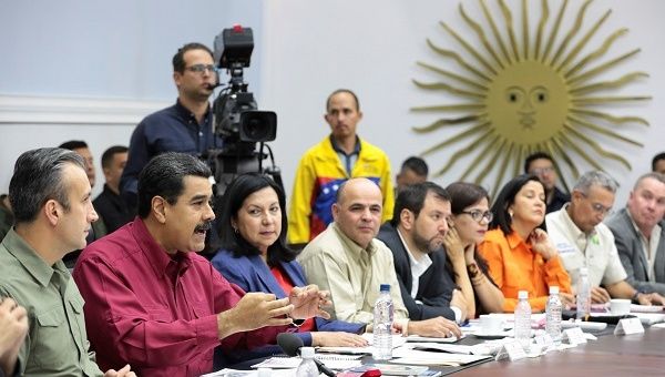 Venezuela's President Nicolas Maduro speaks during a meeting with ministers at Miraflores Palace in Caracas, Venezuela, June 21, 2017