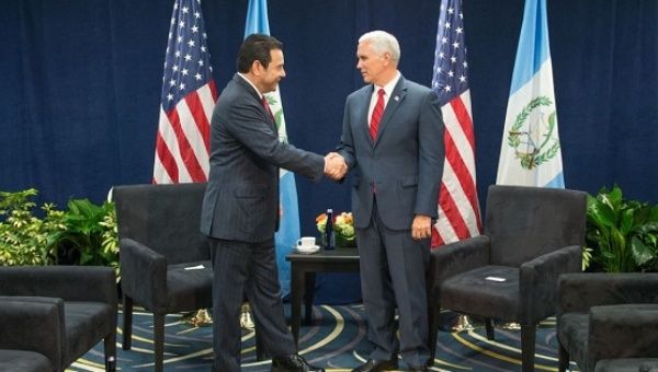 U.S. Vice President Mike Pence met with Guatemalan President Jimmy Morales in Miami, Florida 