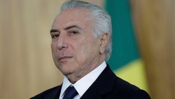 Brazilian President Michel Temer attends a ceremony for several new top diplomats at Planalto Palace in Brasilia, Brazil.