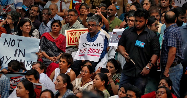 People protest against the recent attacks in New Delhi, India, June 28, 2017.