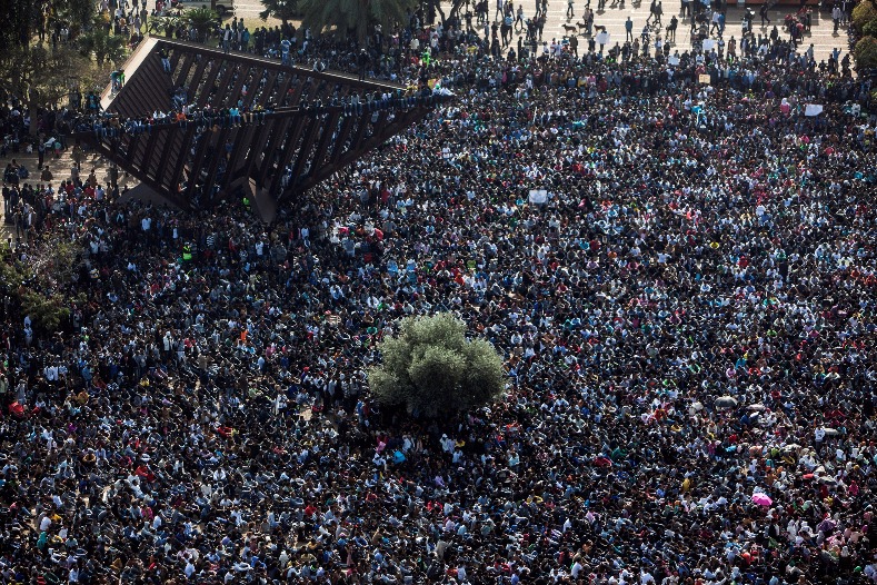 African migrants attend a protest at Rabin Square in Tel Aviv, Israel January 5, 2014.
