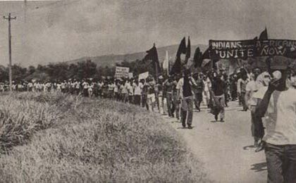 Thousands converged on Port-of-Spain to protest, Trinidad and Tobago, 1970.