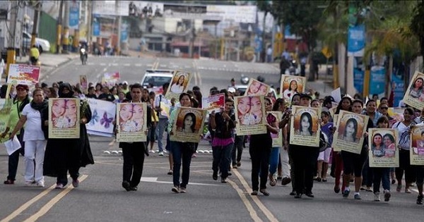 Women in Honduras took part in a protest against femicide in the capital city of Tegucigalpa in March