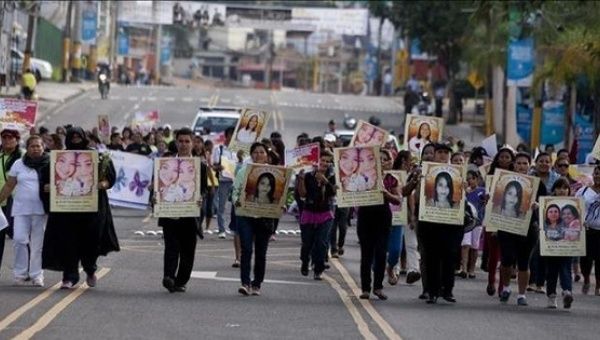 Women in Honduras took part in a protest against femicide in the capital city of Tegucigalpa in March