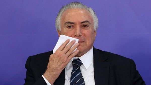 Brazil's President Michel Temer attends a ceremony at the Planalto Palace in Brasilia.