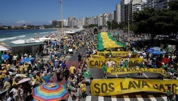 Large protests to demand investigations into corruption took over the streets of Brazil last March.